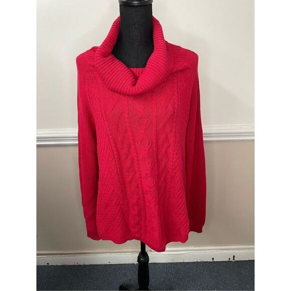 Kim Rogers Cowl Neck Red Sweater Size Large - Picture 1 of 4